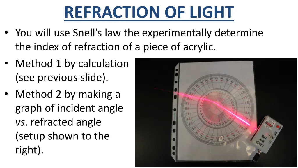 refraction of light you will use snell