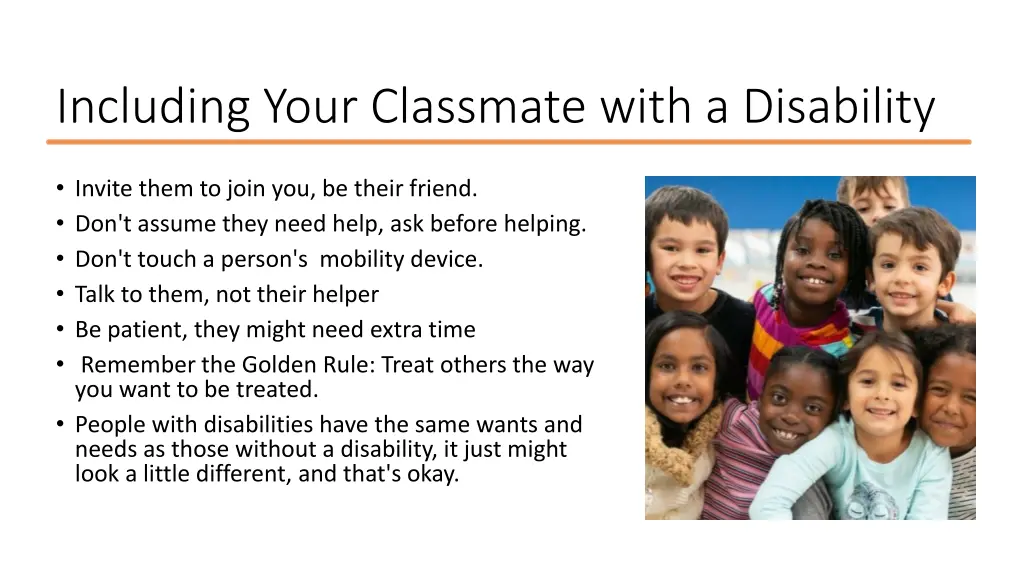 including your classmate with a disability