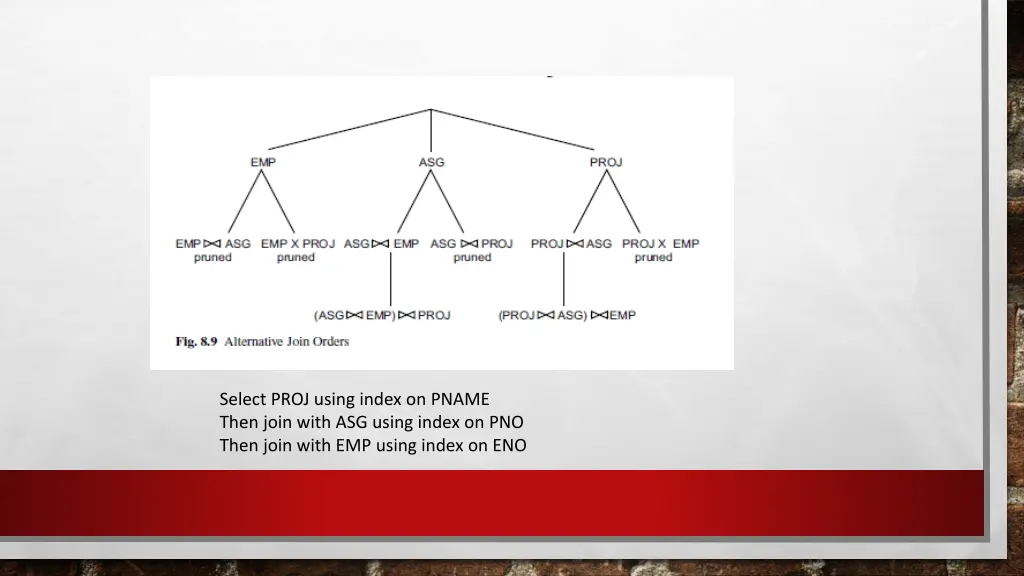 select proj using index on pname then join with