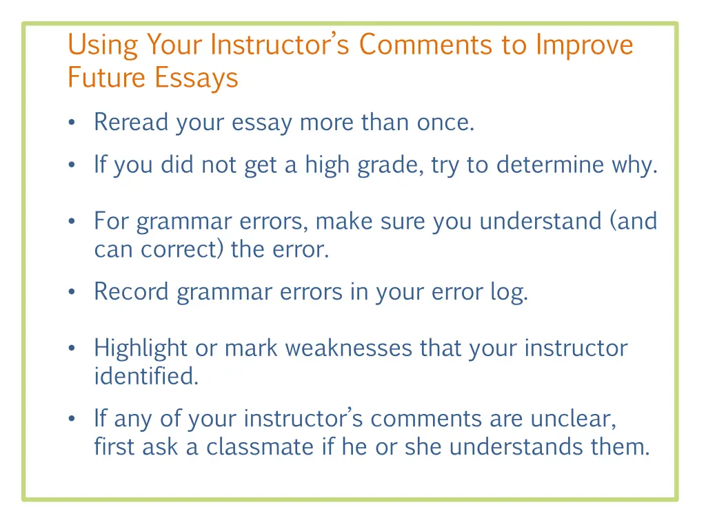 using your instructor s comments to improve