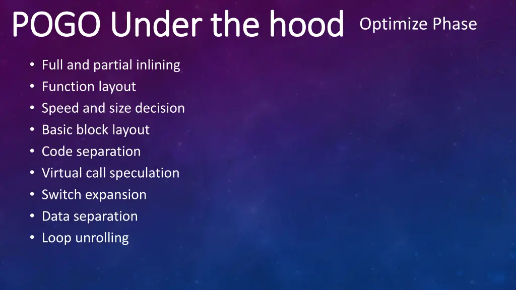 pogo under the hood pogo under the hood optimize