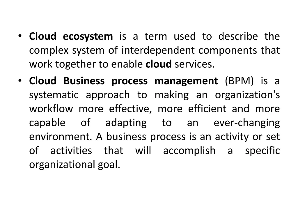 cloud ecosystem is a term used to describe