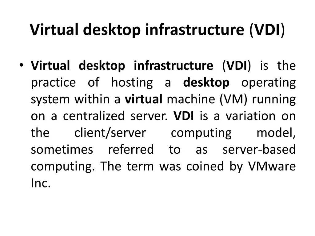 virtual desktop infrastructure vdi