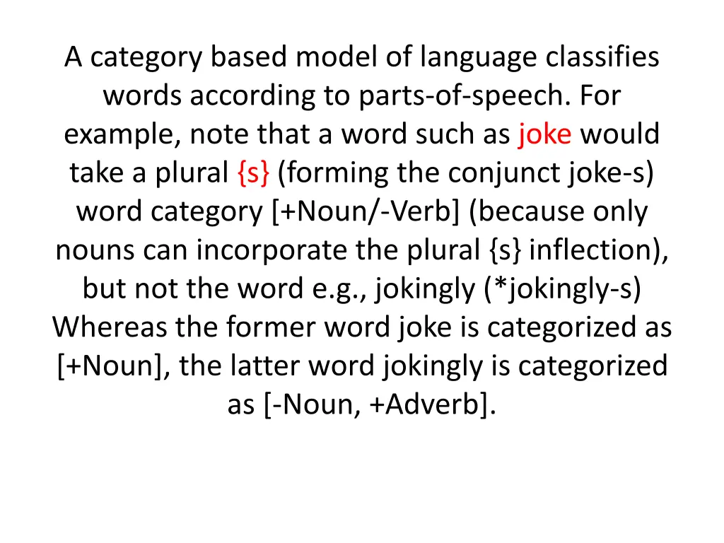 a category based model of language classifies