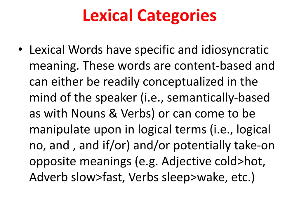 lexical categories