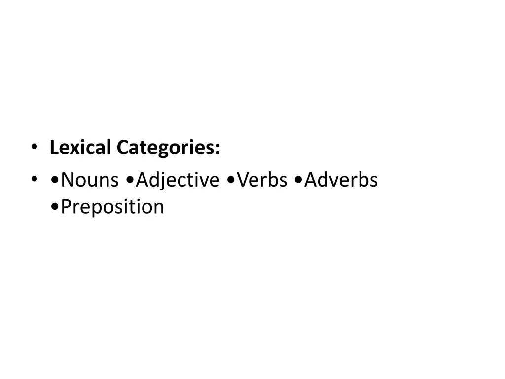lexical categories nouns adjective verbs adverbs