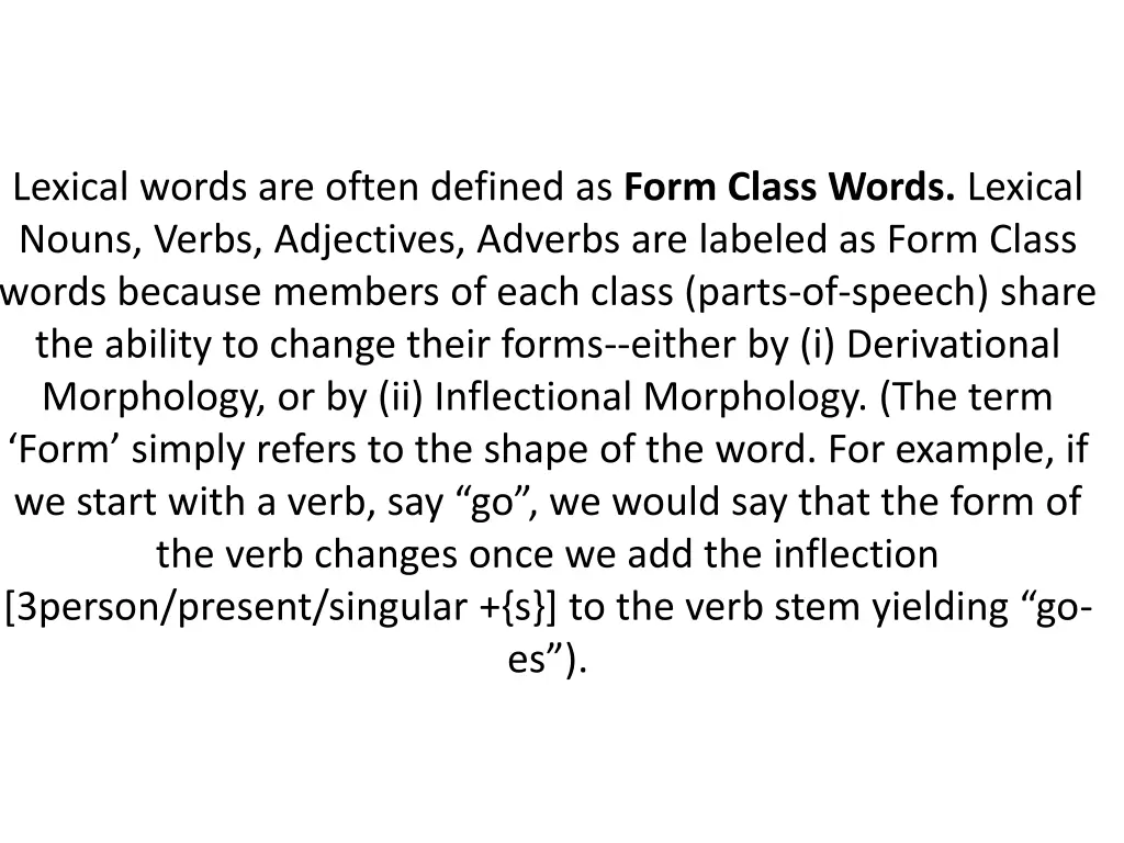 lexical words are often defined as form class
