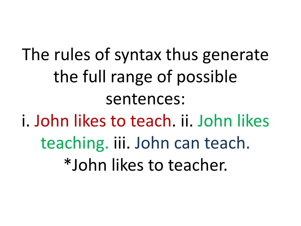 the rules of syntax thus generate the full range