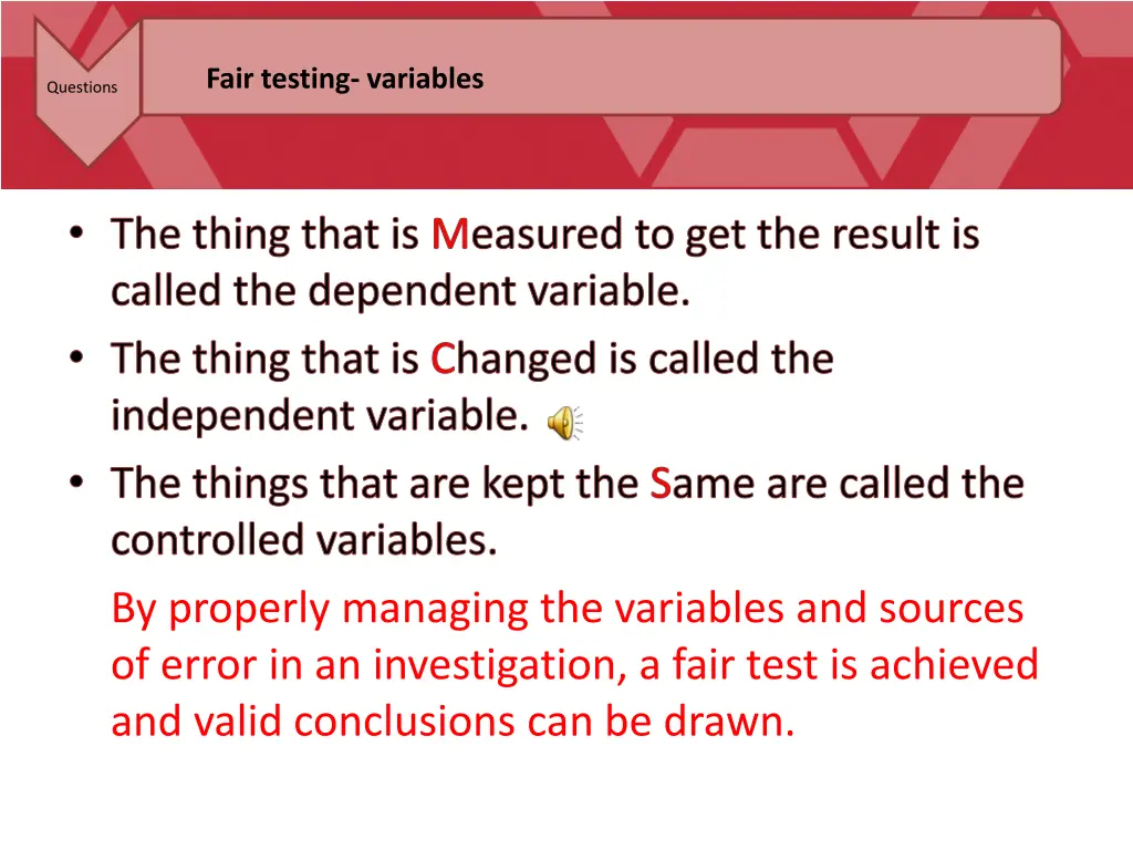 fair testing variables