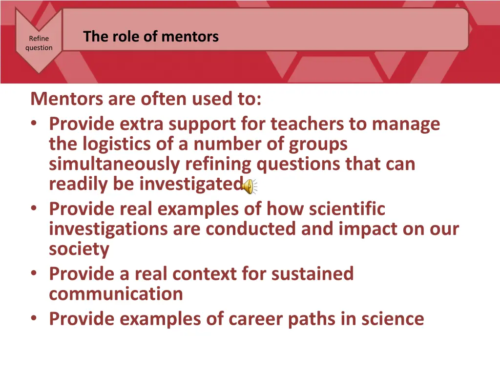 the role of mentors
