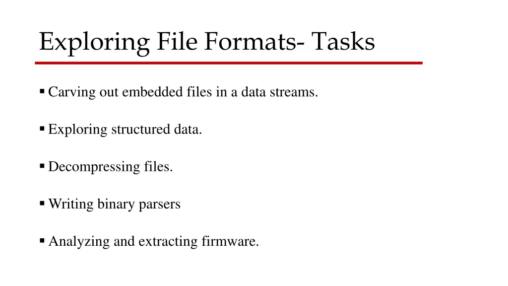exploring file formats tasks