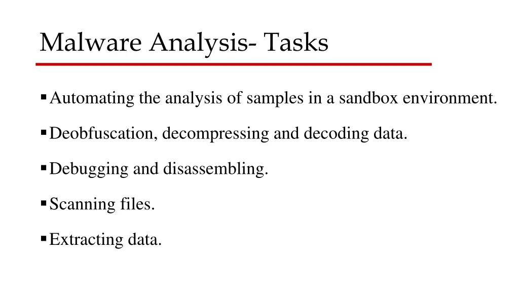 malware analysis tasks