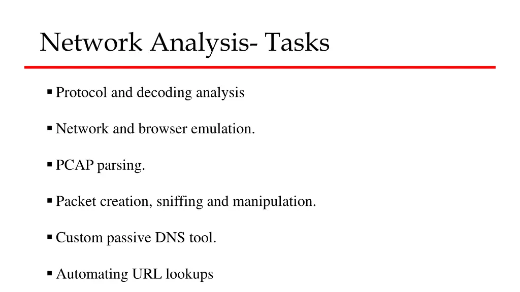 network analysis tasks