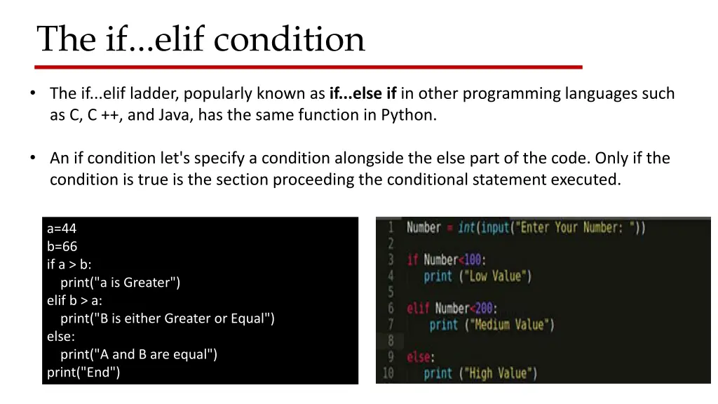 the if elif condition