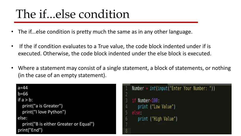 the if else condition