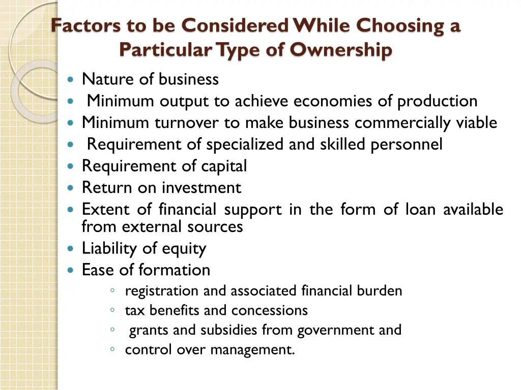 factors to be considered while choosing