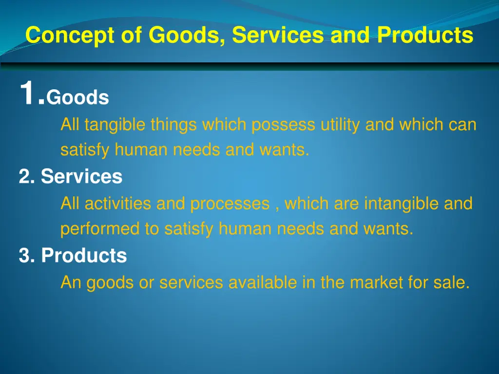 concept of goods services and products