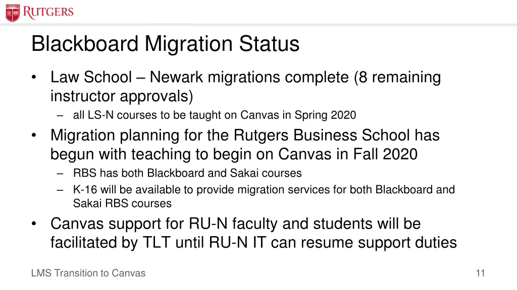 blackboard migration status