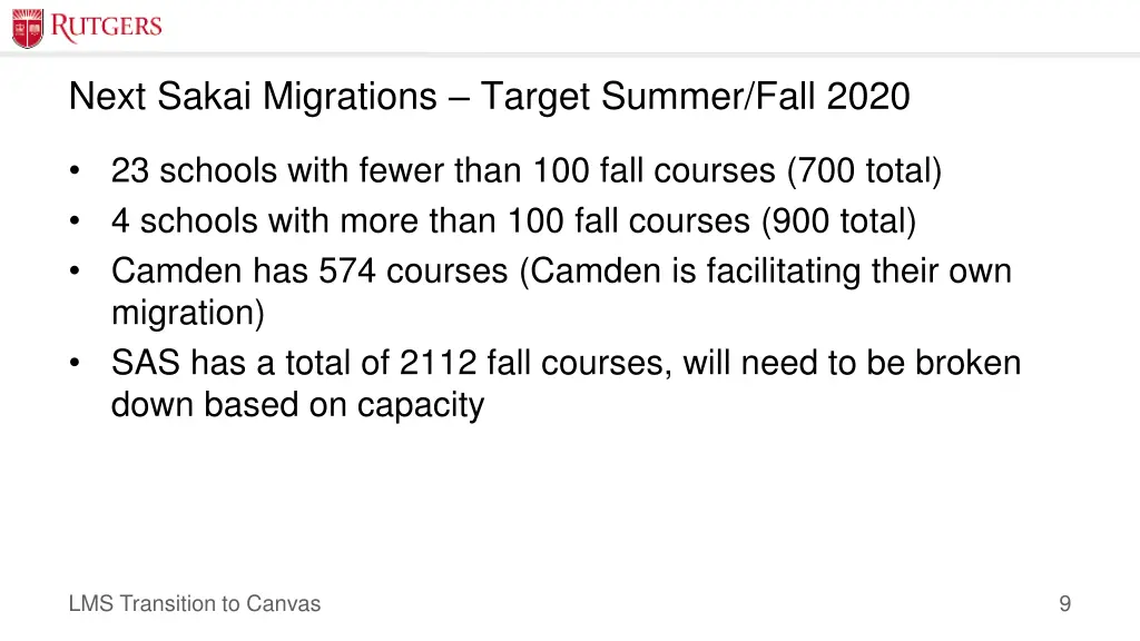 next sakai migrations target summer fall 2020