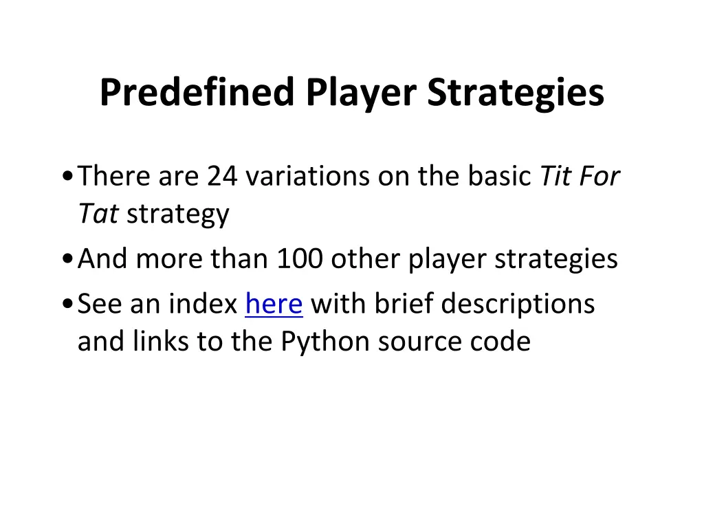 predefined player strategies