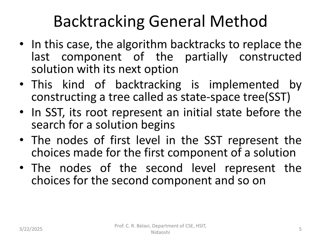 backtracking general method in this case