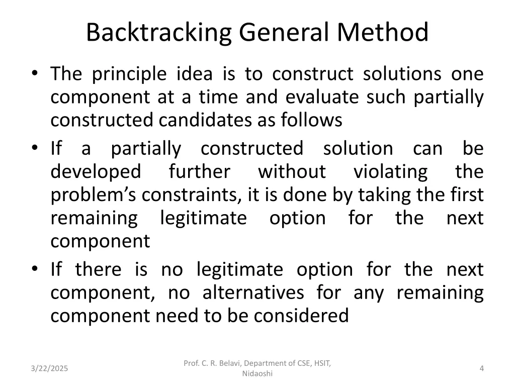 backtracking general method