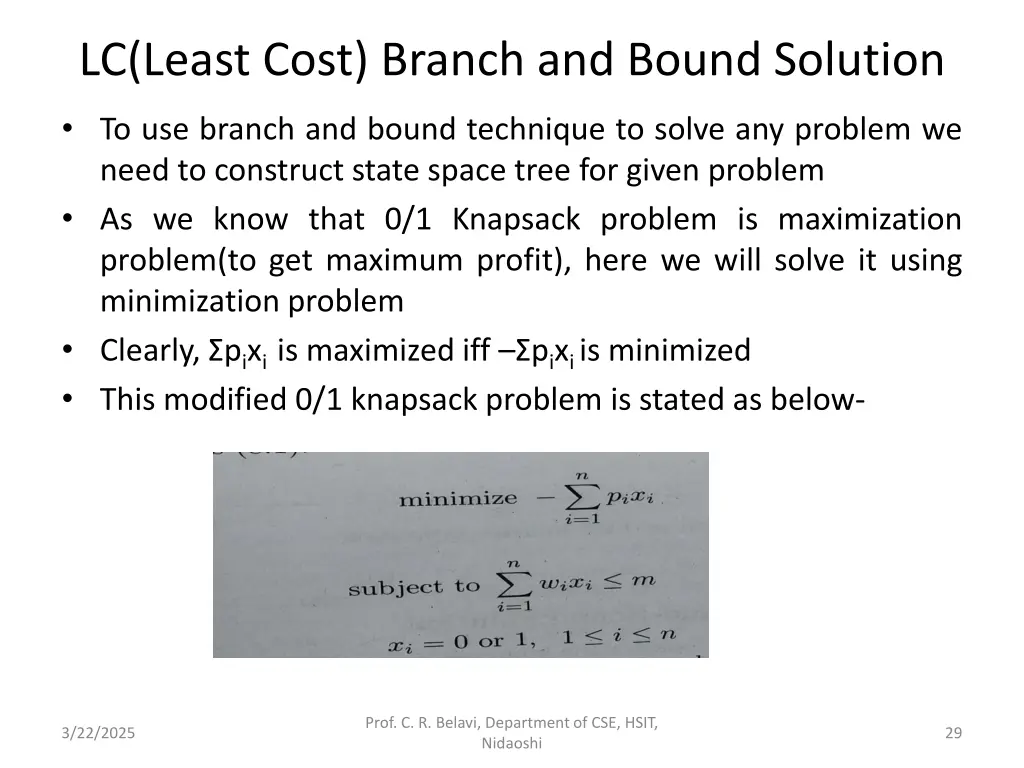 lc least cost branch and bound solution