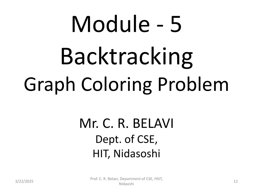 module 5 backtracking graph coloring problem