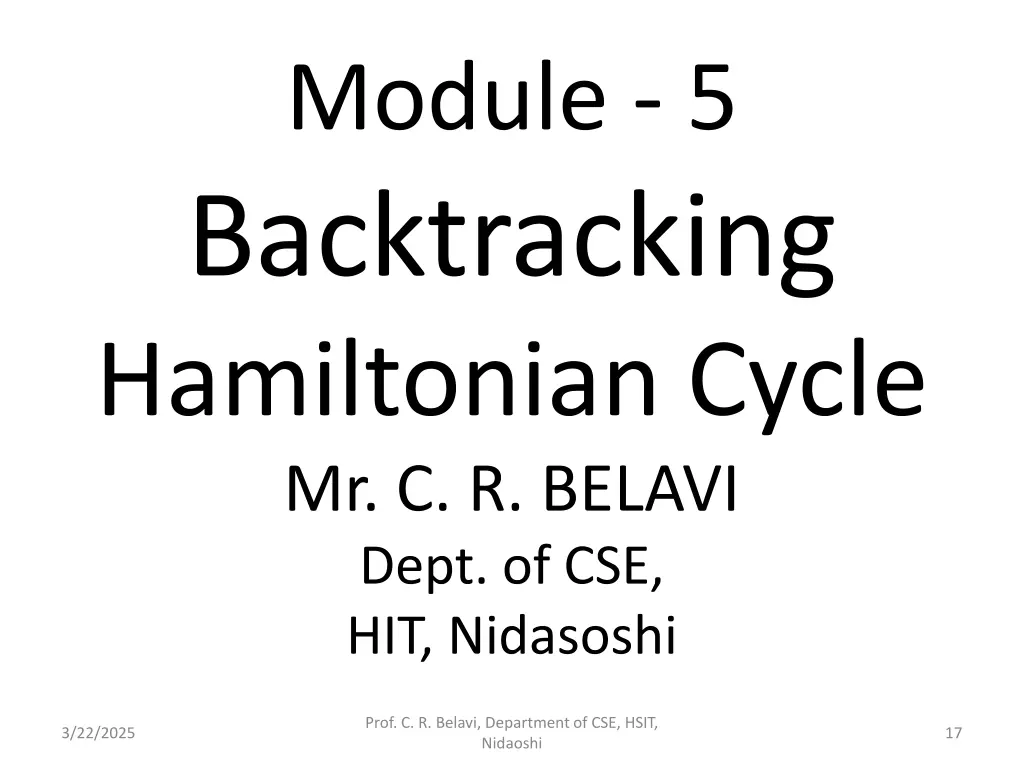 module 5 backtracking hamiltonian cycle