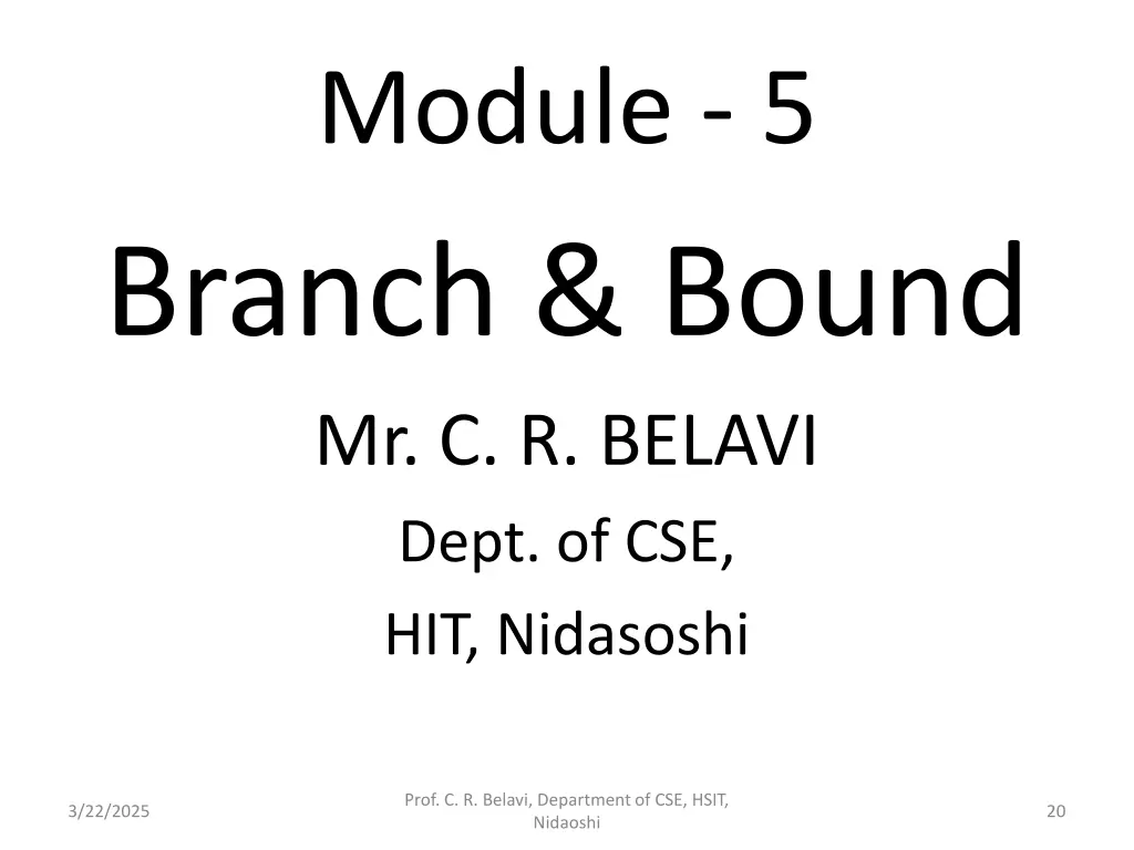 module 5 branch bound mr c r belavi dept