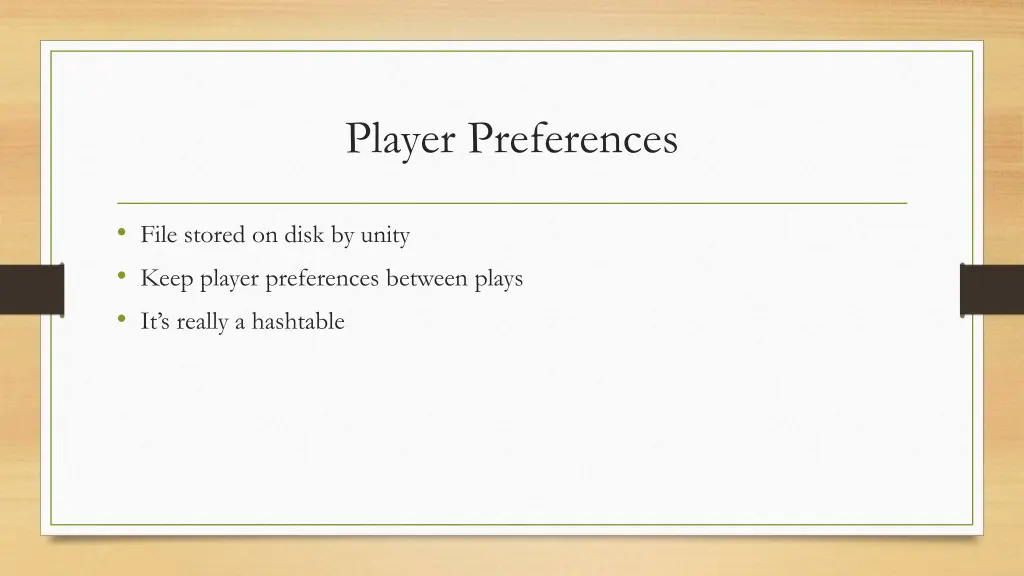player preferences