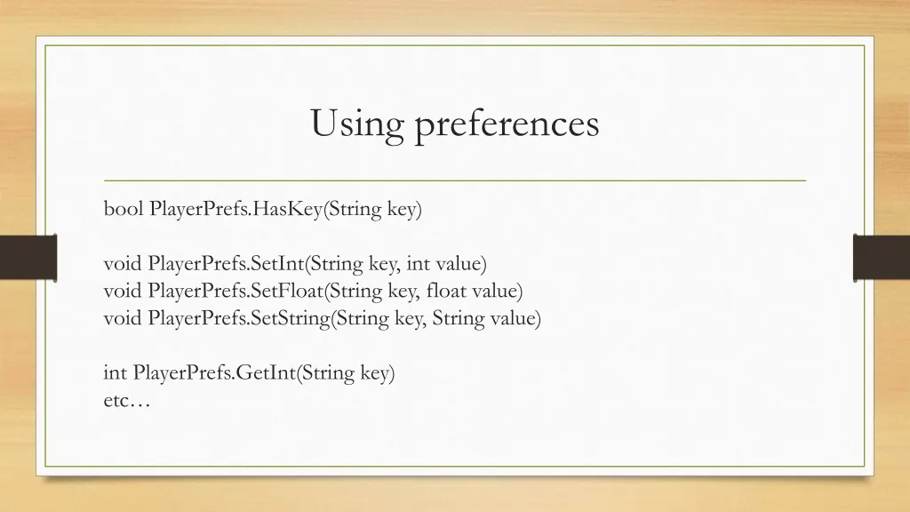 using preferences