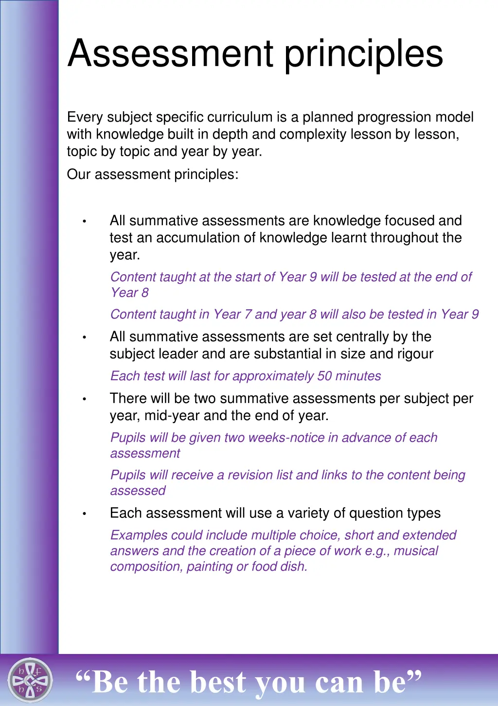 assessment principles