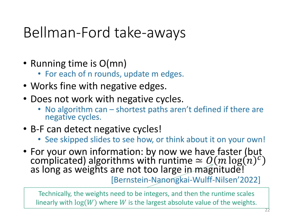bellman ford take aways