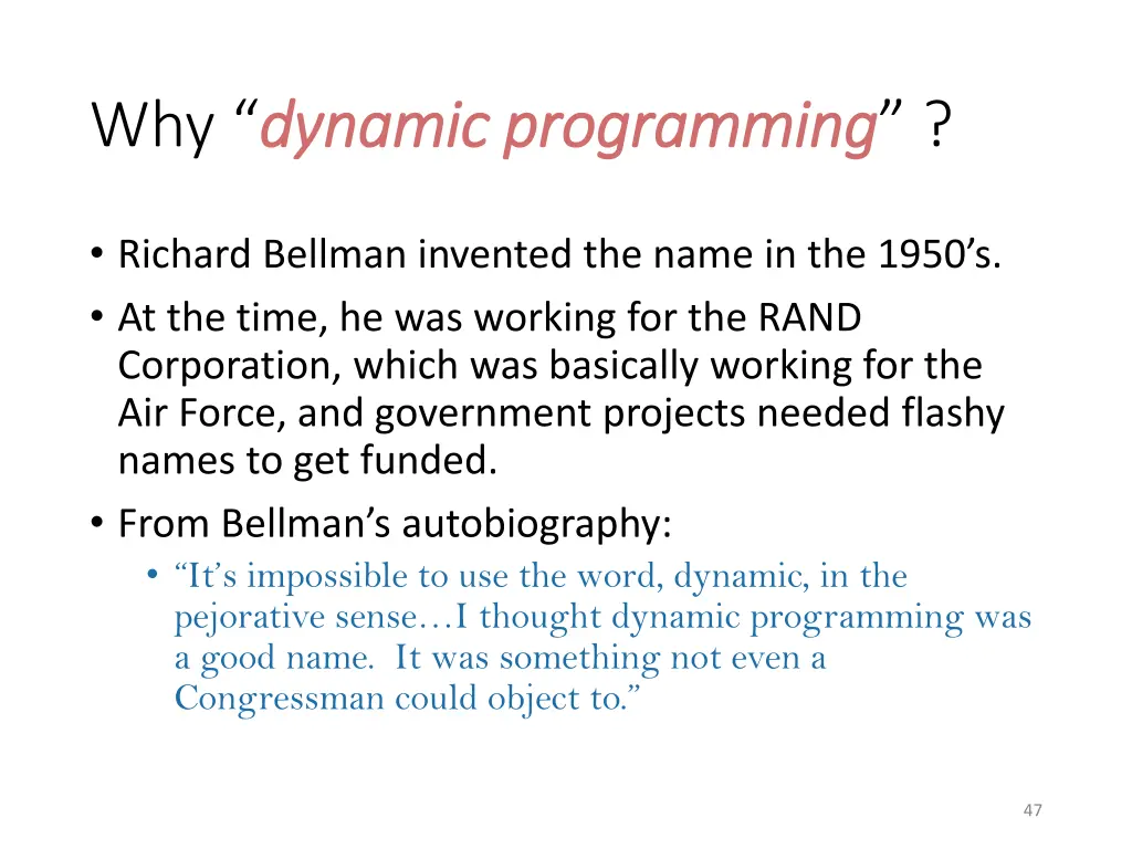 why dynamic programming dynamic programming 1