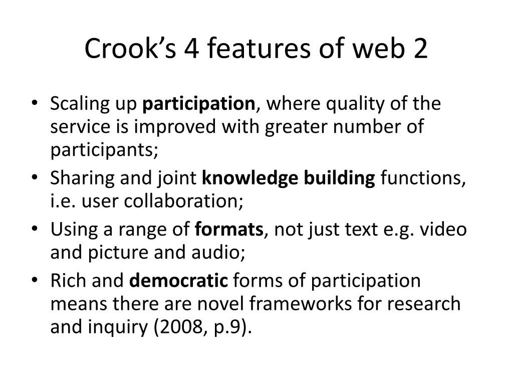 crook s 4 features of web 2