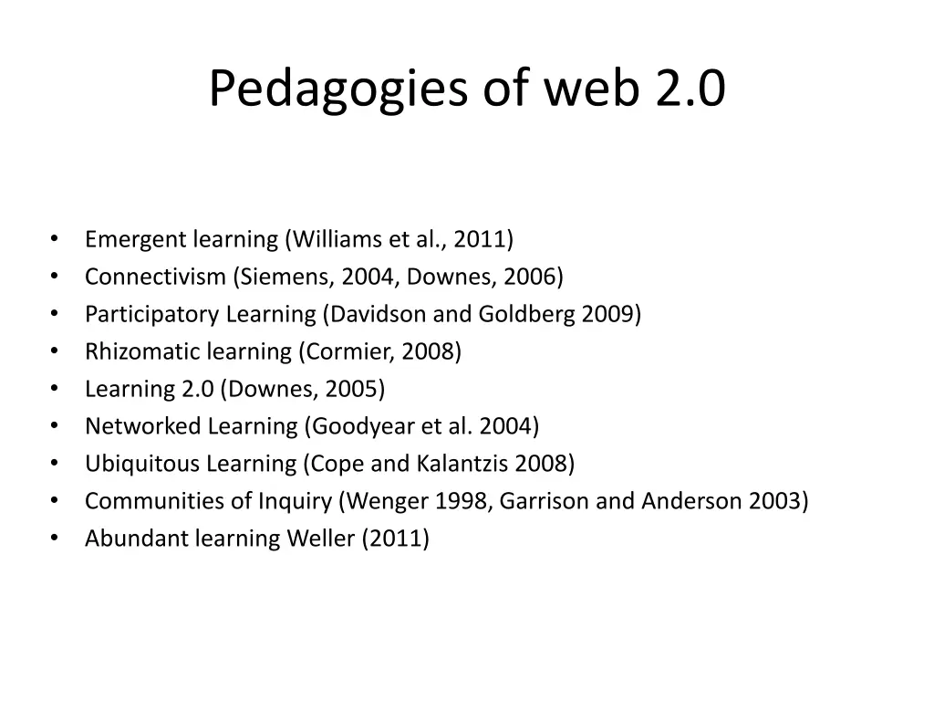 pedagogies of web 2 0