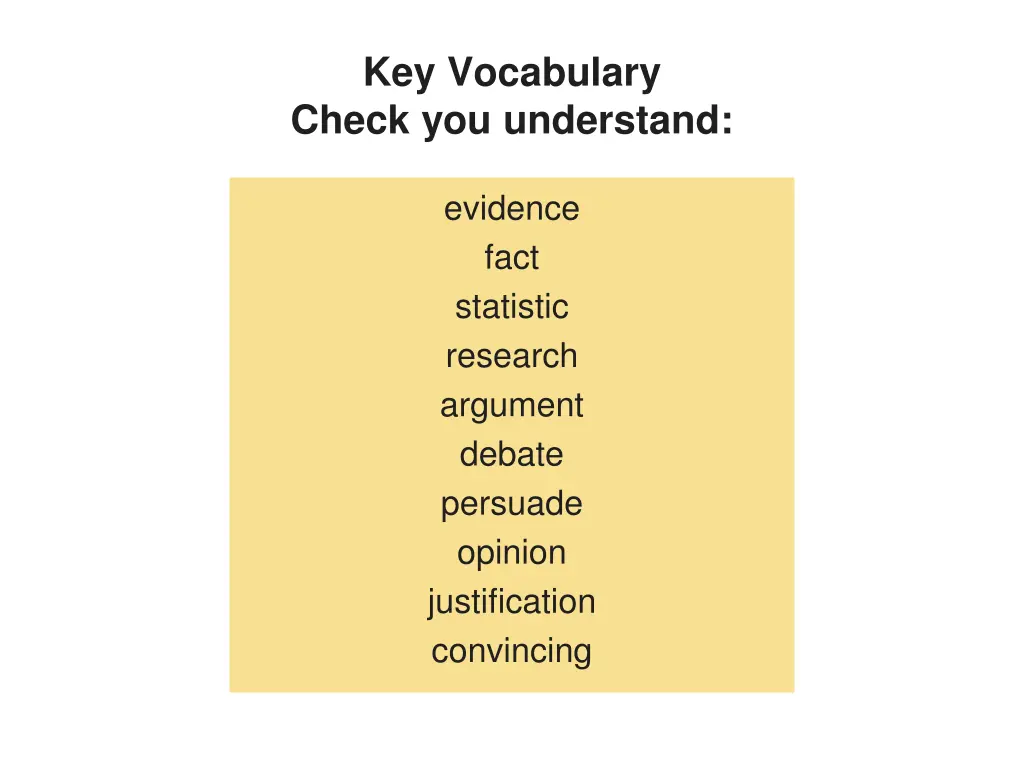 key vocabulary check you understand