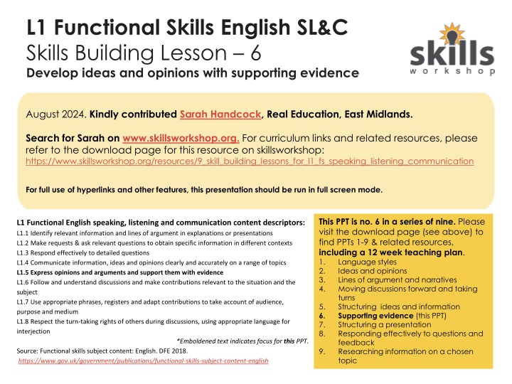 l1 functional skills english sl c skills building