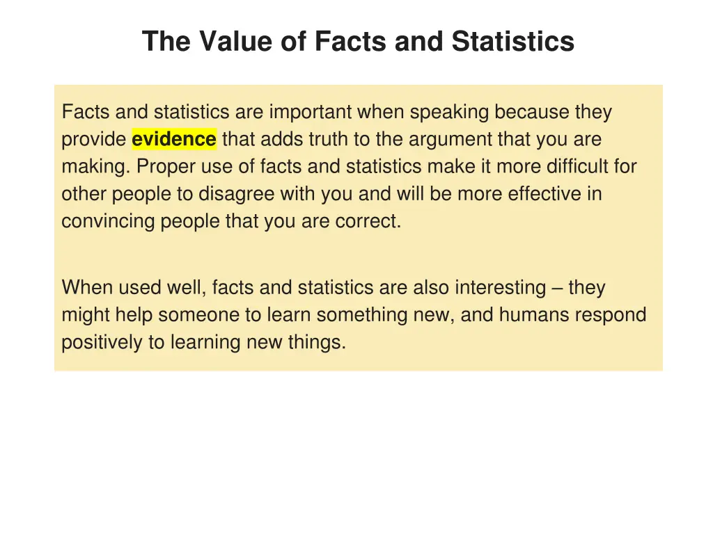 the value of facts and statistics
