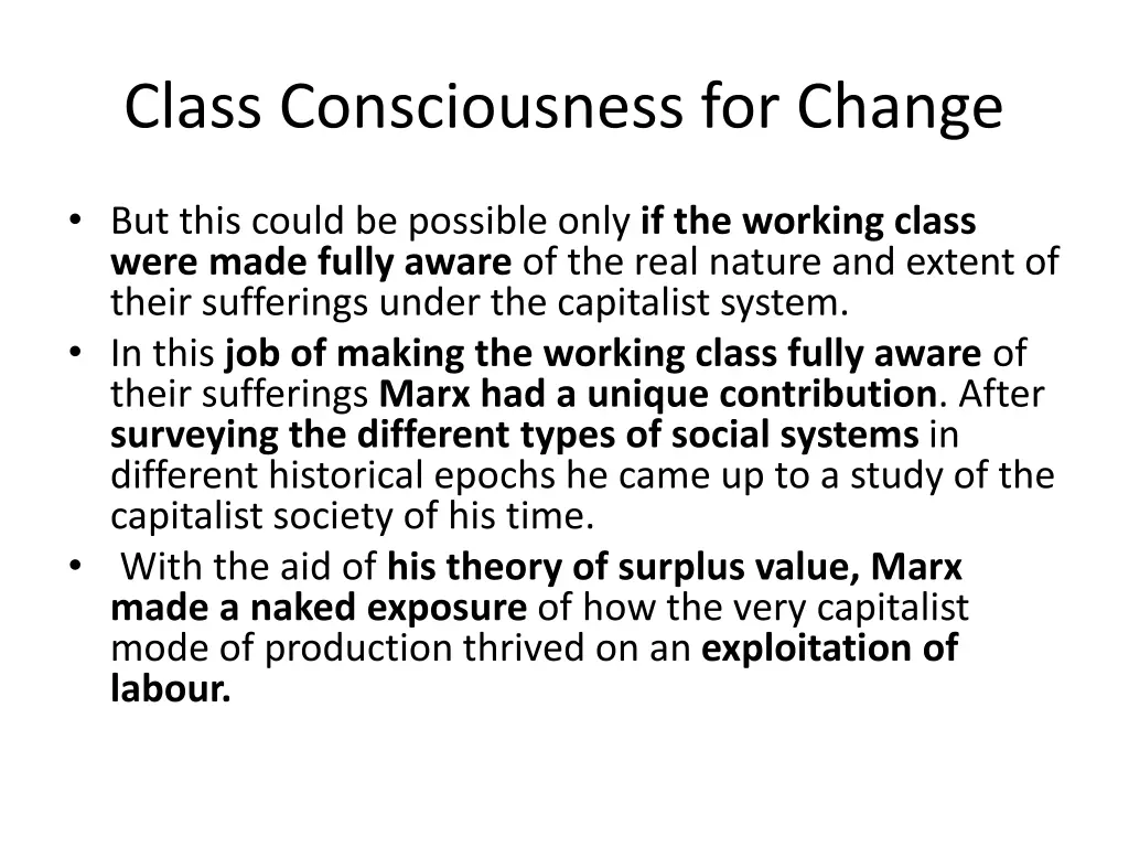 class consciousness for change