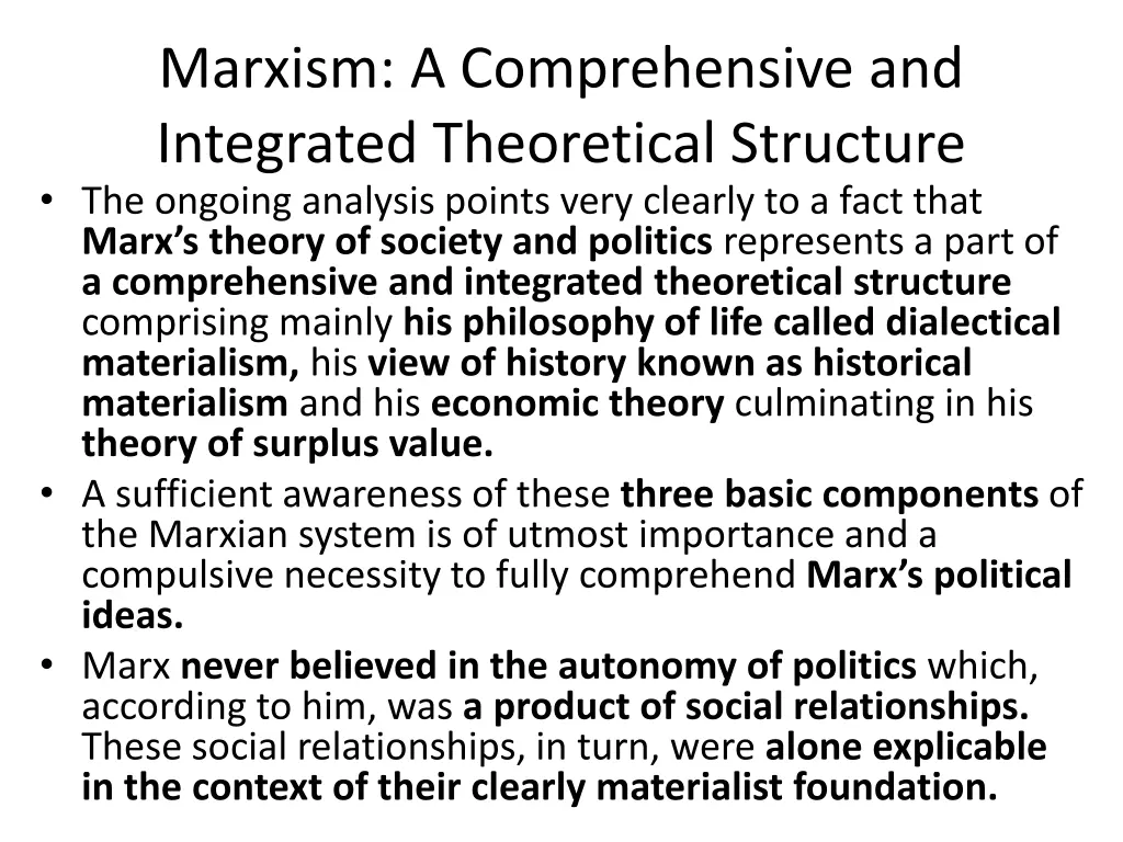 marxism a comprehensive and integrated
