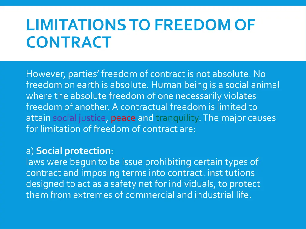 limitations to freedom of contract