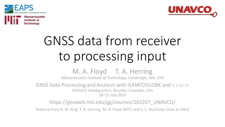 gnss data from receiver to processing input