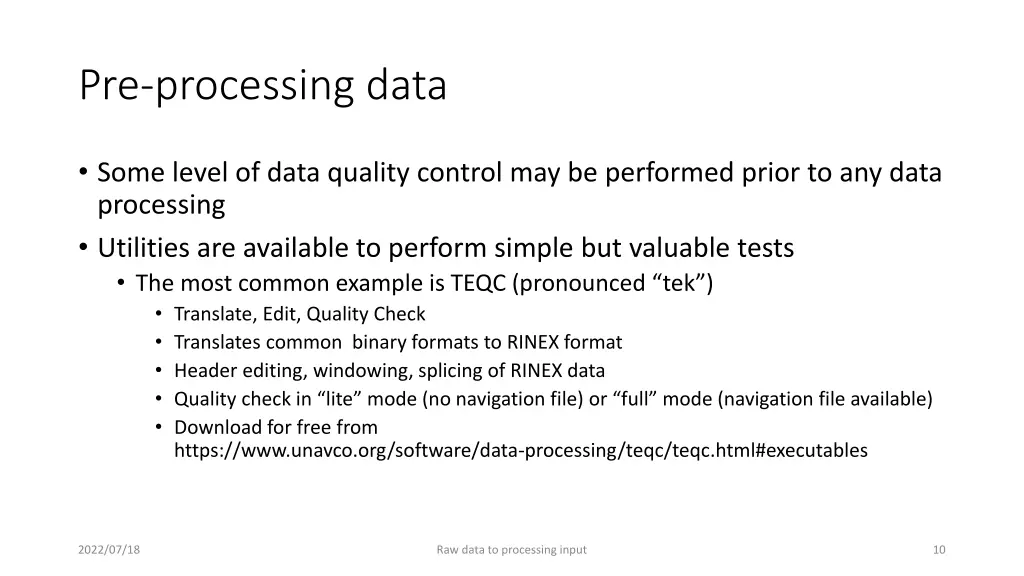 pre processing data