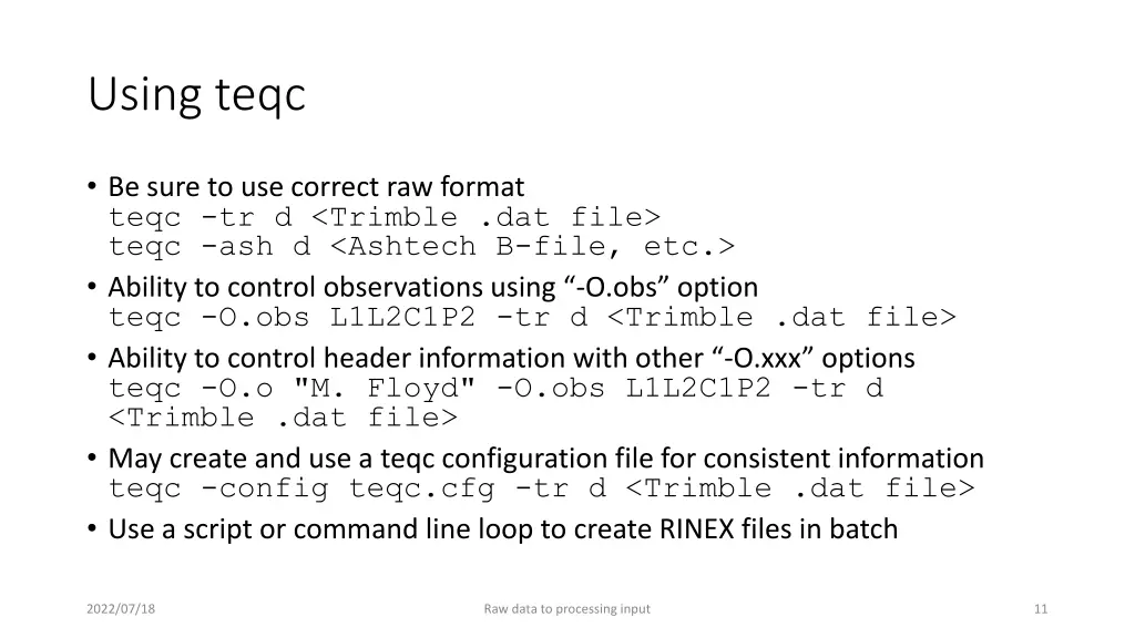 using teqc