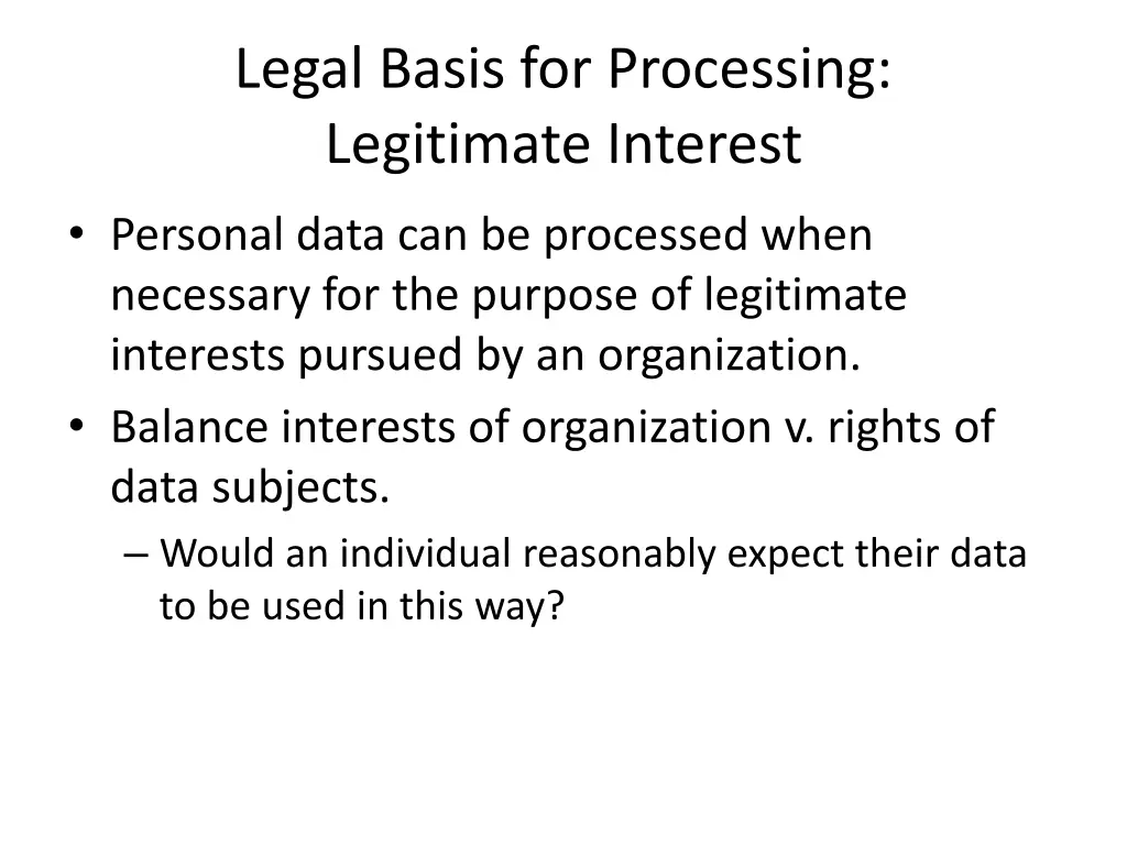 legal basis for processing legitimate interest