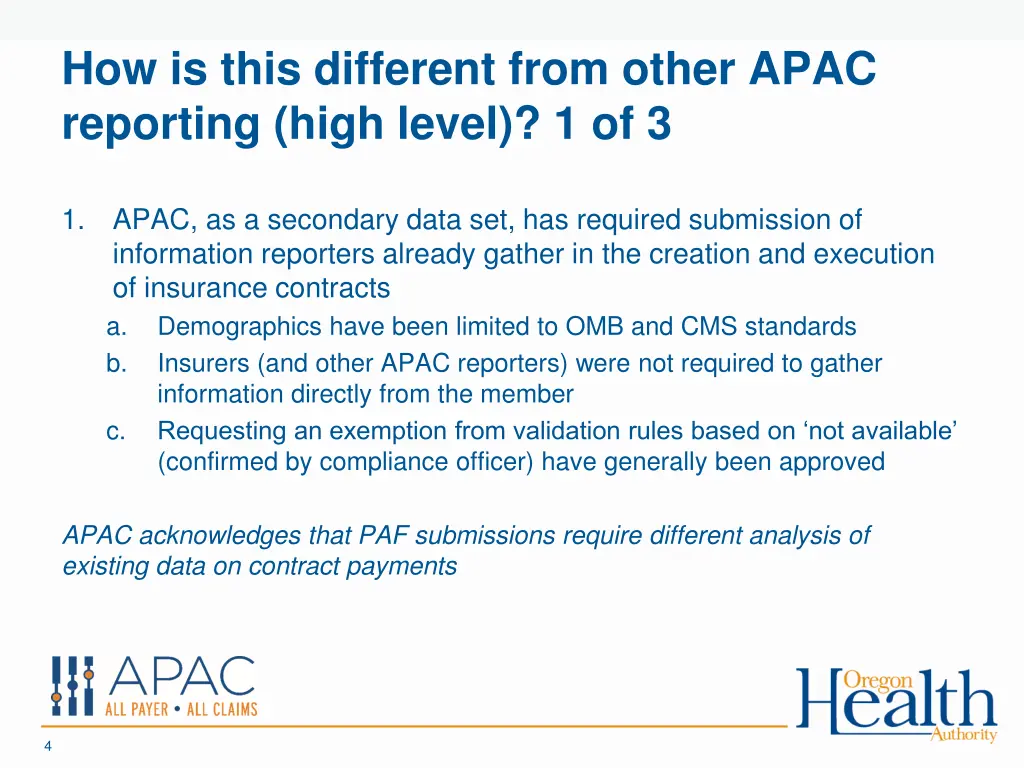 how is this different from other apac reporting