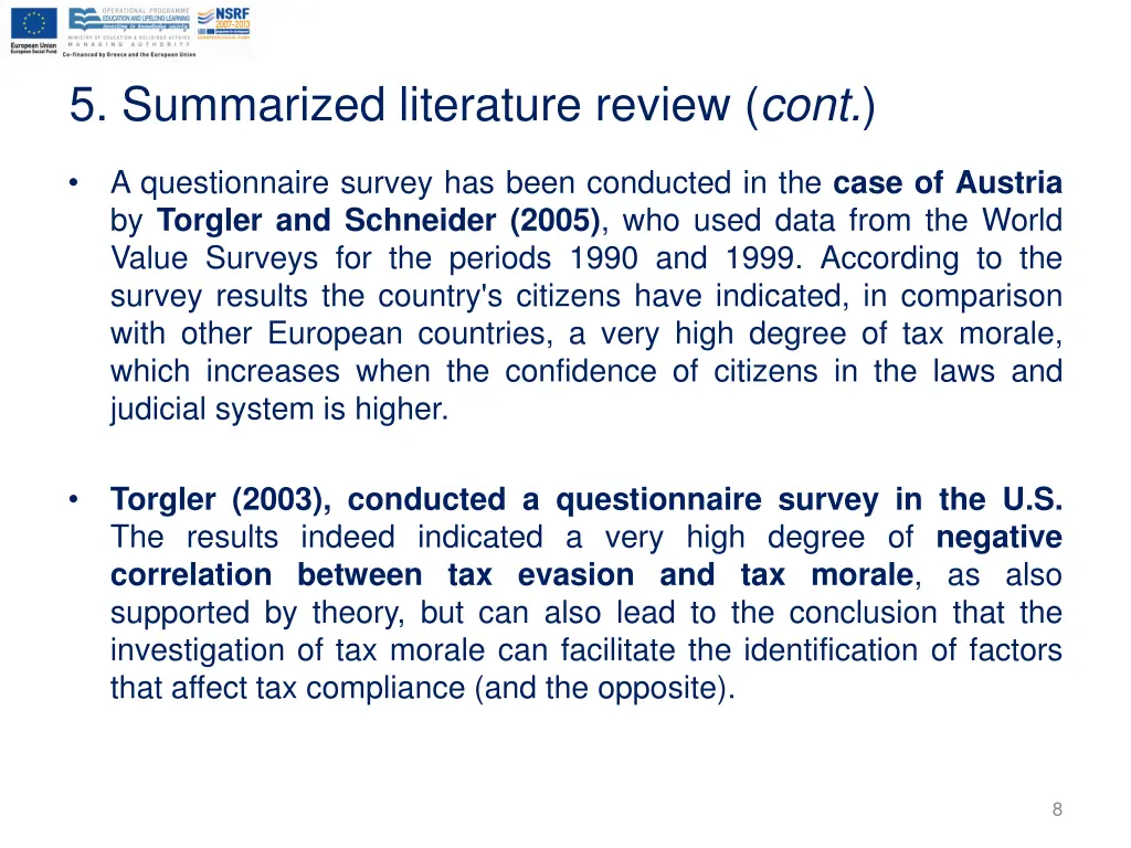 5 summarized literature review cont