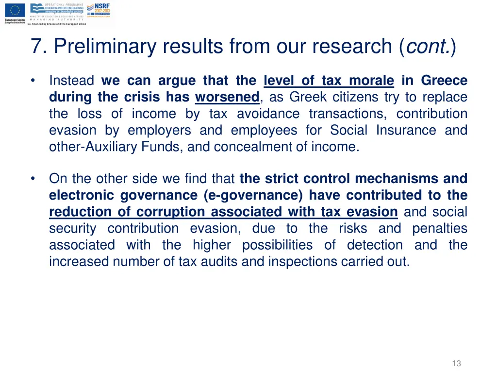 7 preliminary results from our research cont